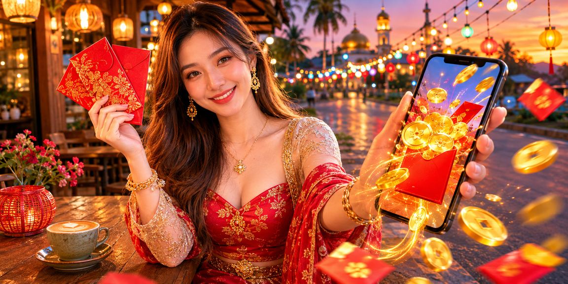 Sampul merah bonus selamat datang 724 dengan suasana perayaan Malaysia yang meriah